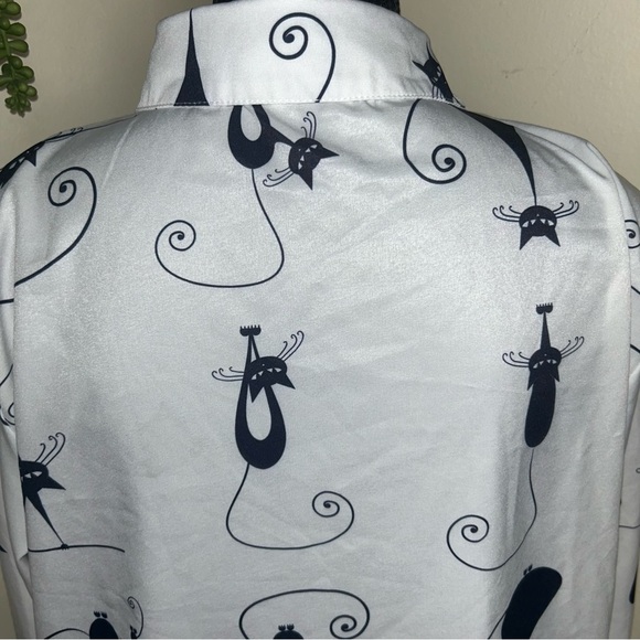 Cat print button down long sleeve shirt - Picture 6 of 7